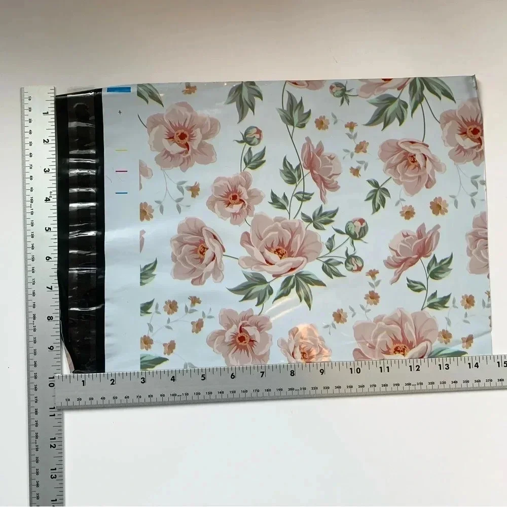 60 poly bag mailers shipping floral thank you variety print self seal 10x13”